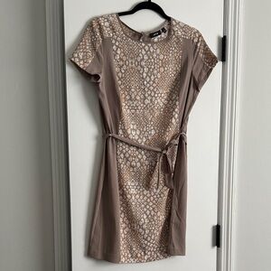 Apt. 9 Taupe and Cream Patterned Mini Dress